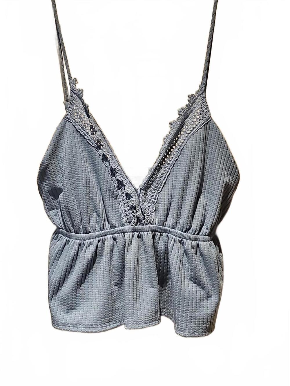 Wild Moss Women's Medium Lace Trim Cami  Denim Blue NWT